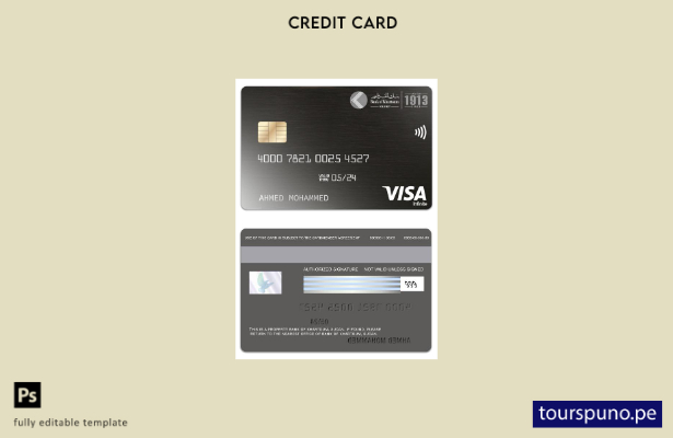 lista para imprimir plantilla de tarjeta infinita de visa del Banco de Sudán de 